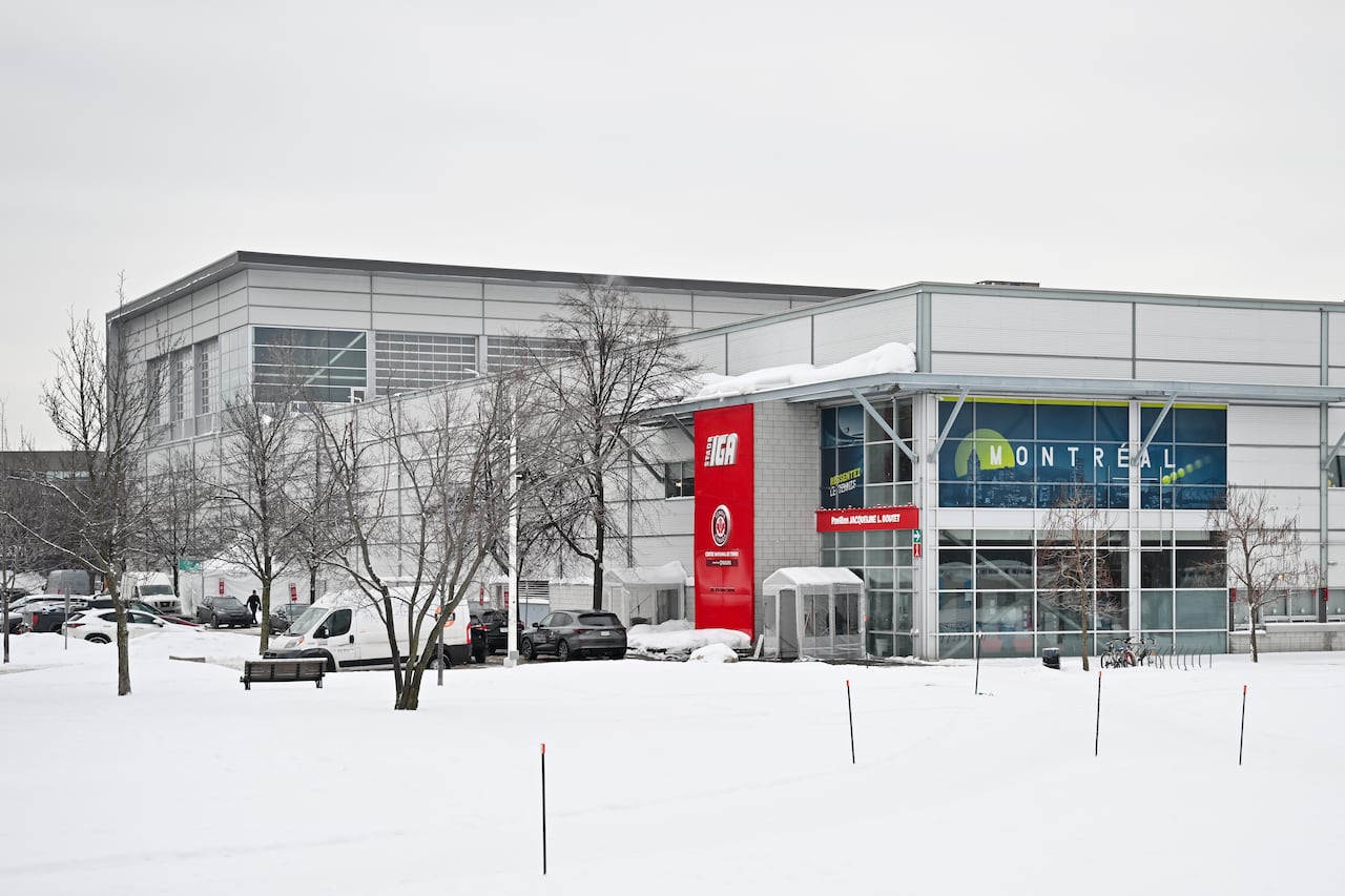 An exterior view of a tennis stadium.
