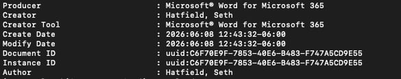 A screenshot shows metadata of a document.