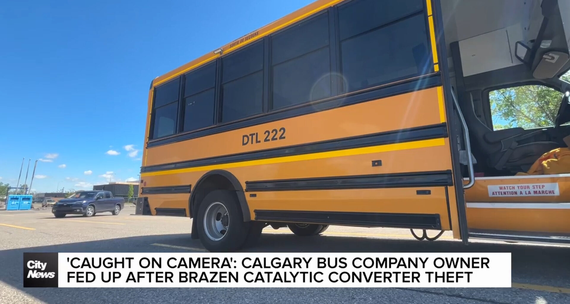 ‘Caught on camera:’ Calgary bus company owner fed up after brazen catalytic converter theft in city’s NE
