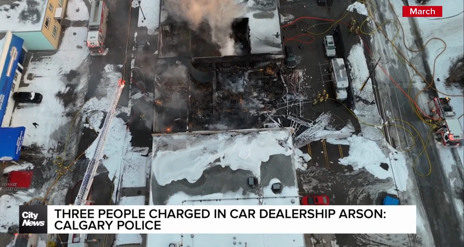 Three people charged in car dealership arson: Calgary Police