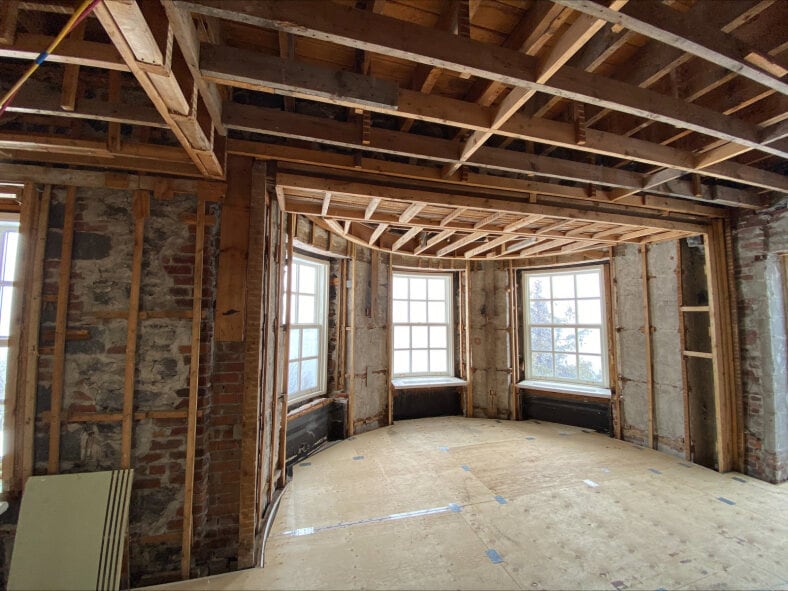 The National Capital Commission posted this photo of the inside of 24 Sussex Drive after the home was stripped of asbestos, mould and rodents. The abetment and decommissioning project had a budget of $4.3 million and was completed in Nov. 2024.