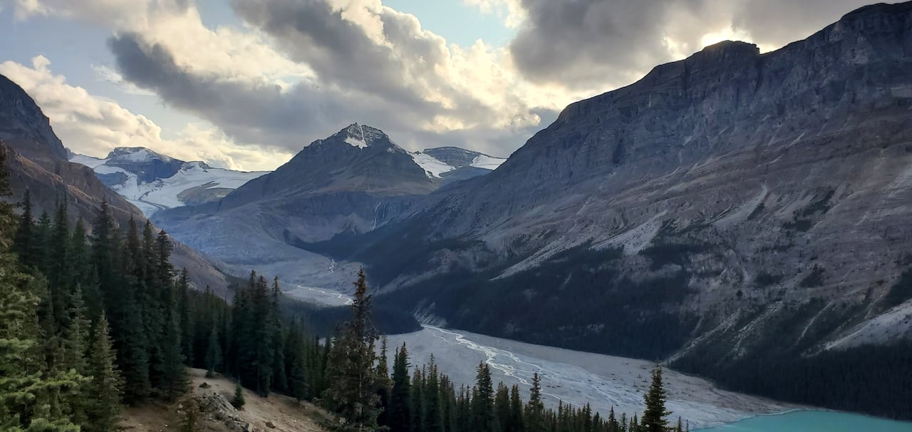 A glacier in a mountain national park.