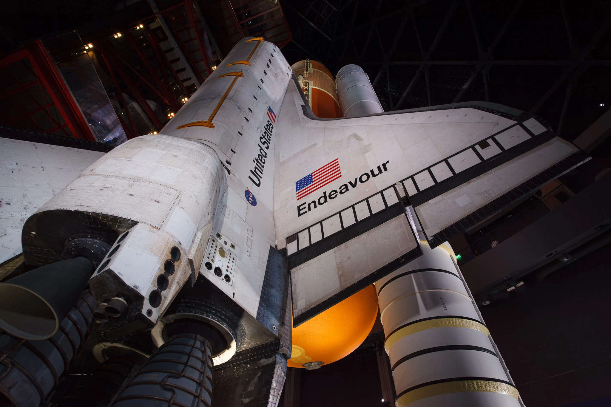 Space Shuttle Endeavour inside the Samuel Oschin Shuttle Gallery at the California Science Center