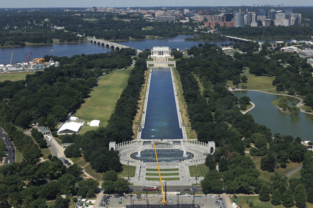 An overhead view of the reflecting pool.