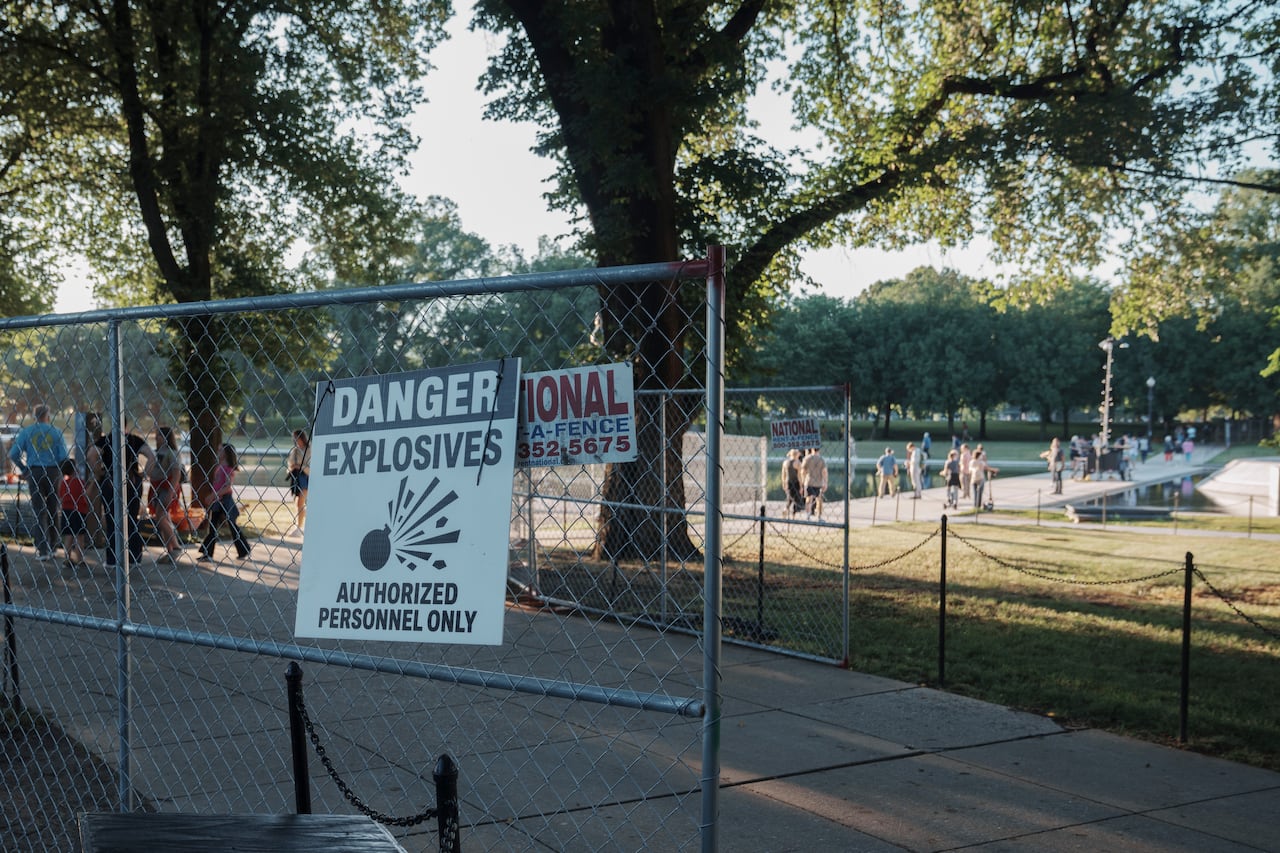 Chainlink fence with a warning sign