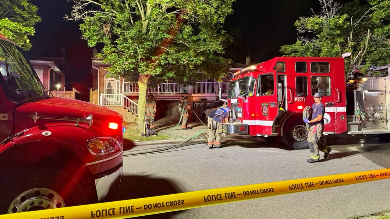Fire crews outside of a home