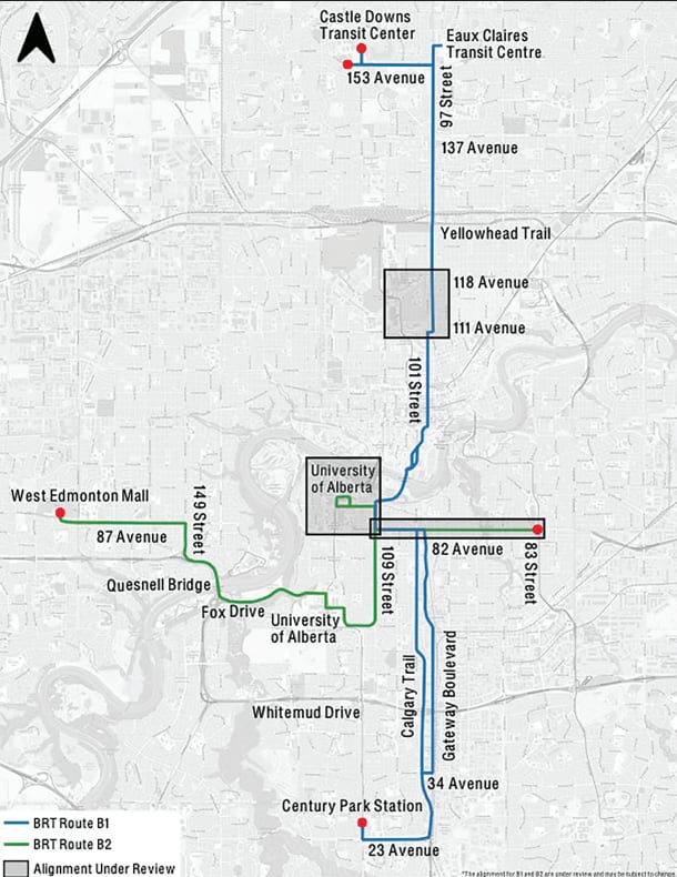Map of bus routes.