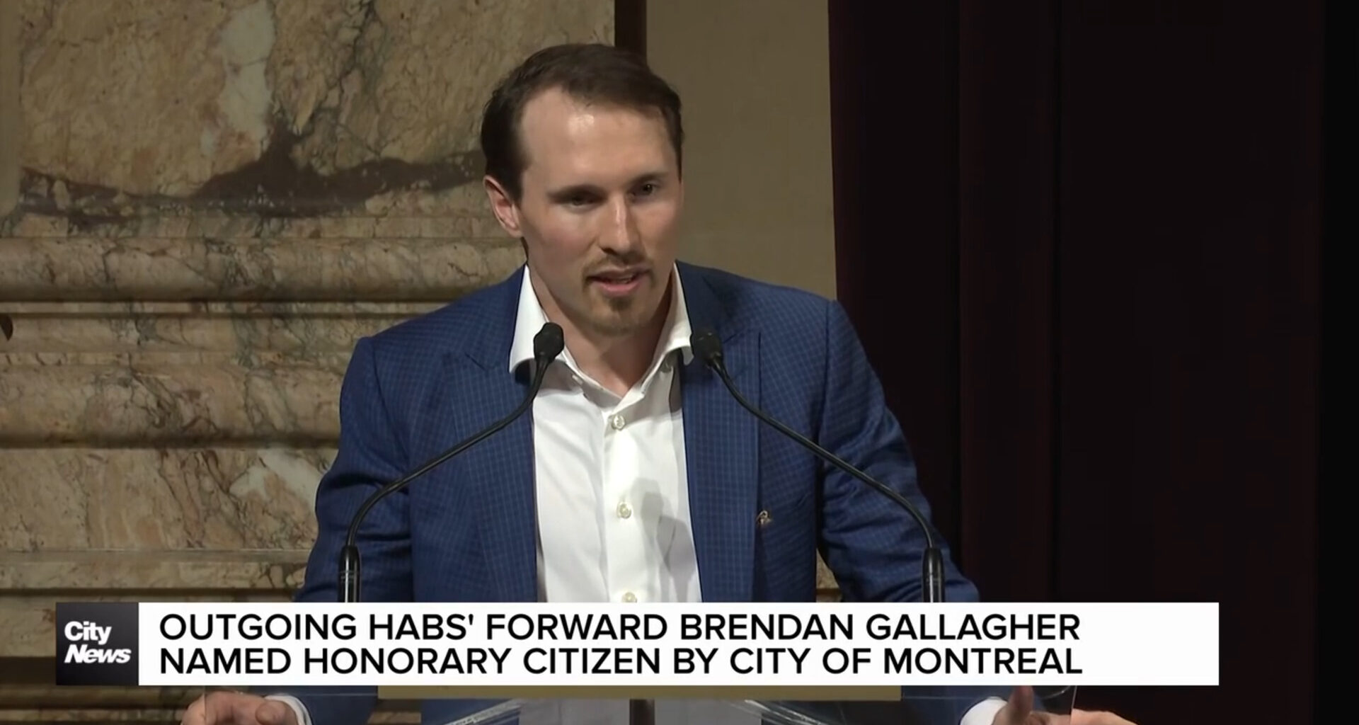 Canadiens forward Brendan Gallagher named honorary Montreal citizen