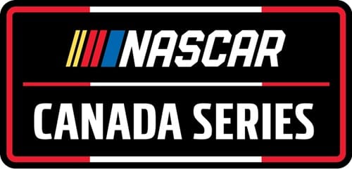 NASCAR Canada Series logo on a black background with a red border and white text.