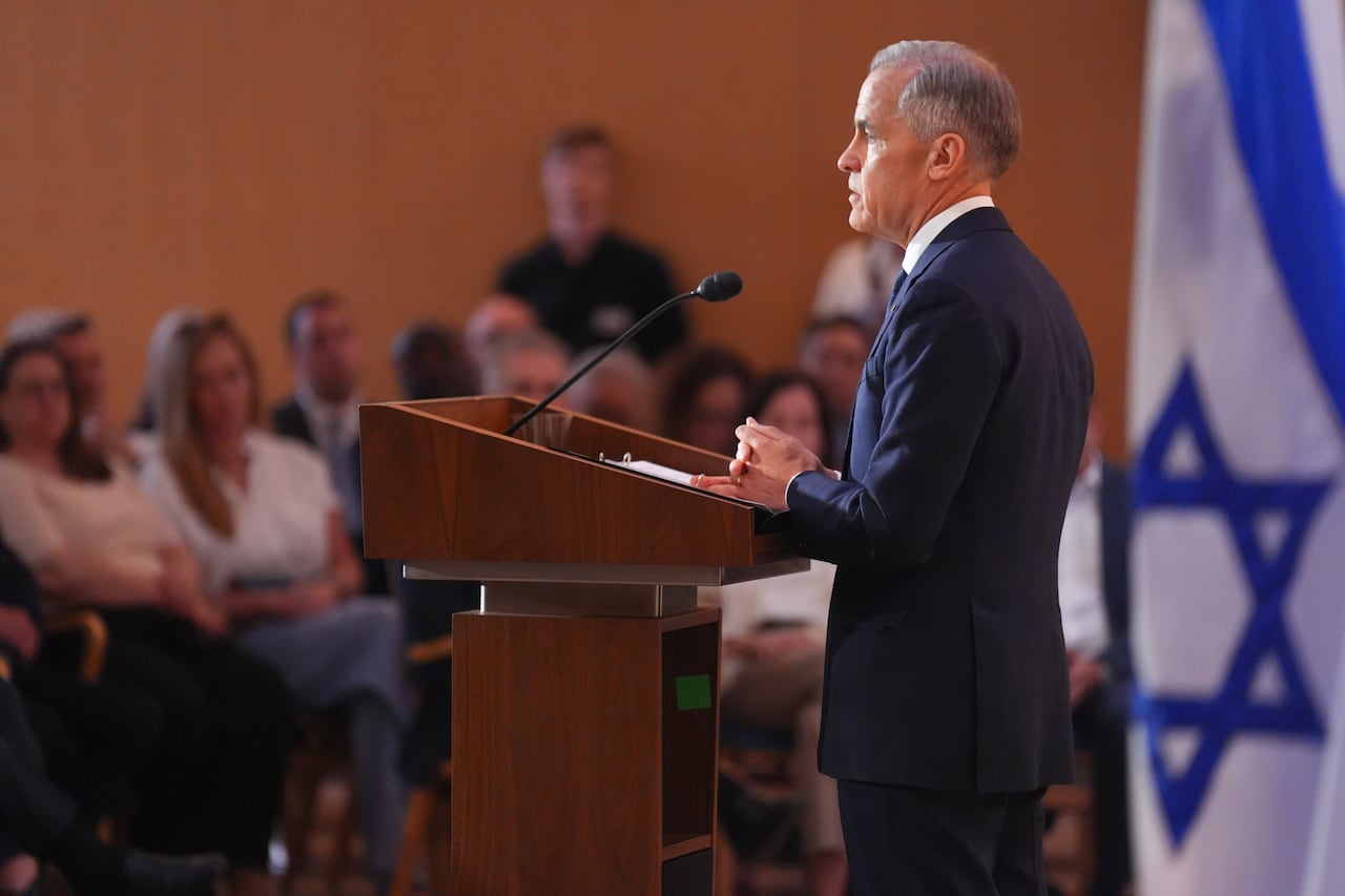 Mark Carney speaks.