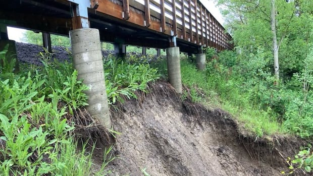 Heavy rain prompts some trail, sidewalk closures in Edmonton