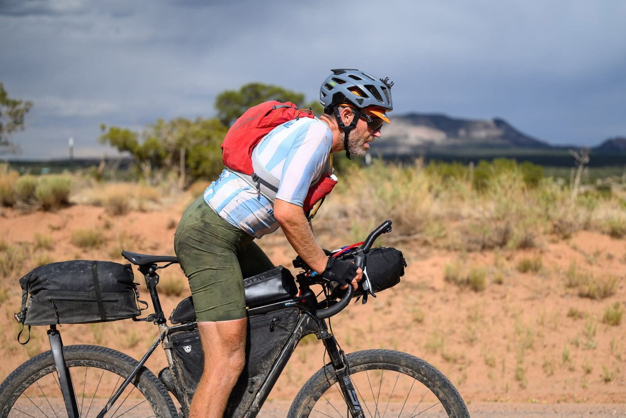 man biking