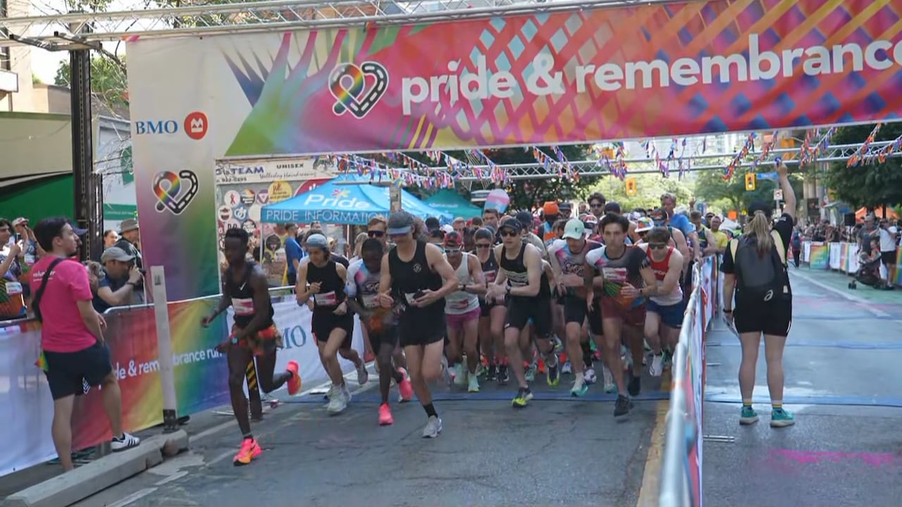 Runners at the start line of a race.