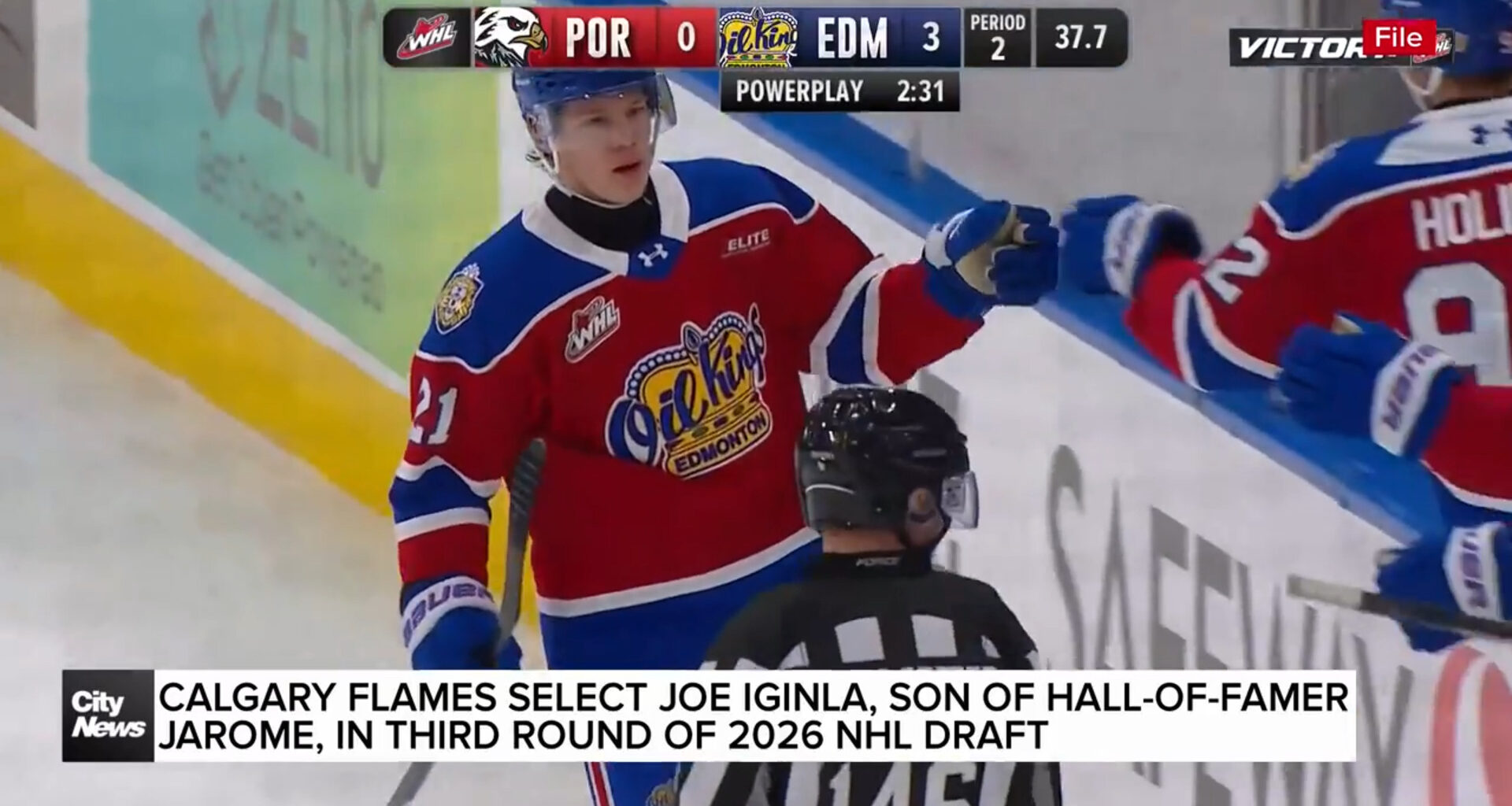 Calgary Flames select Joe Iginla, son of hall-of-famer Jerome, in third round of 2026 NHL draft