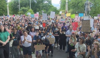 Hundreds march in Vancouver to oppose planned AI data centres