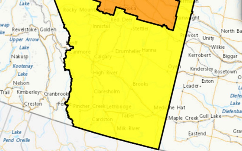 UPDATE: Rainfall warnings extended to cover all of southern Alberta