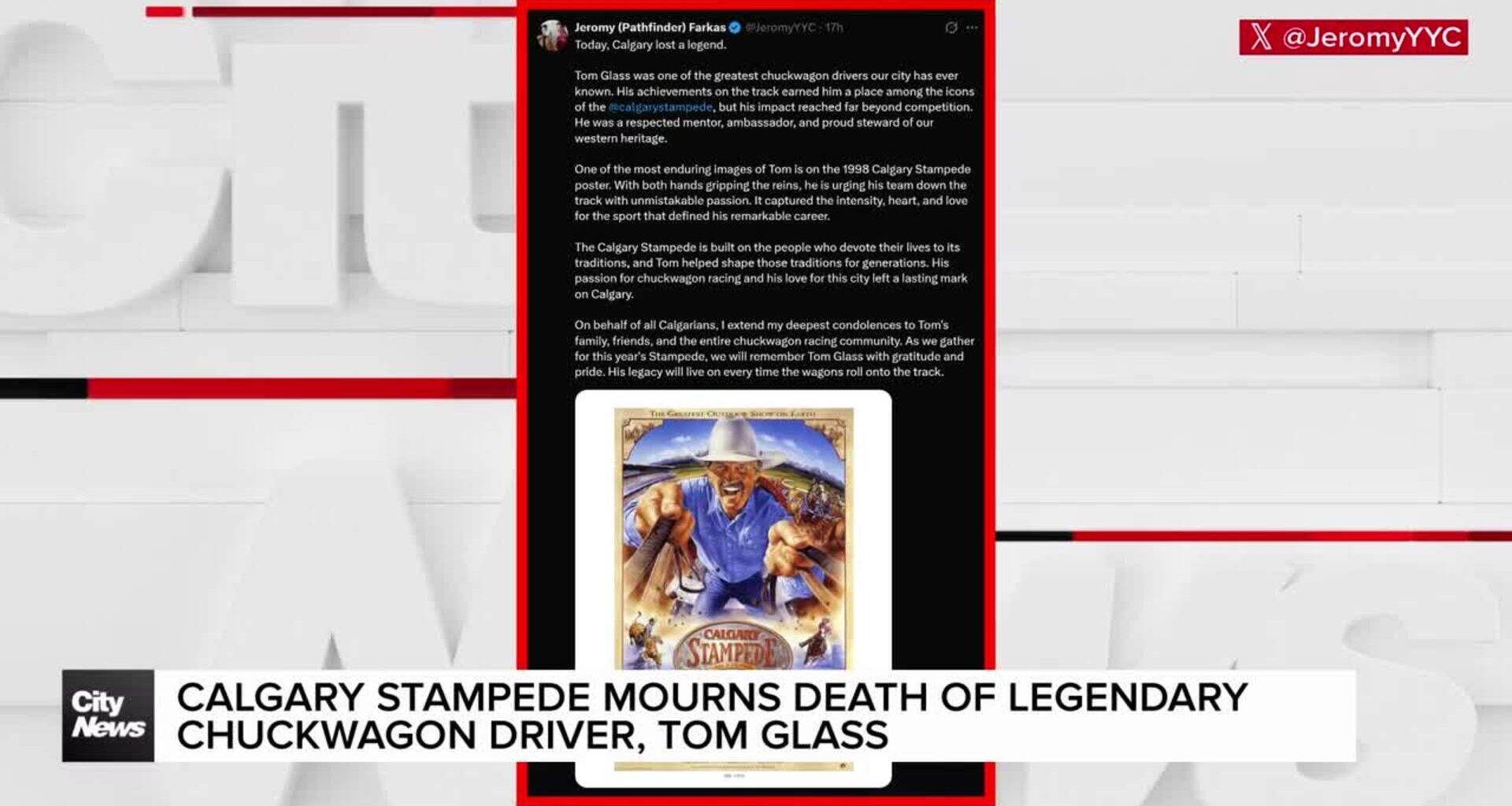 Calgary Stampede community mourns death of Legendary chuckwagon driver, Tom Glass