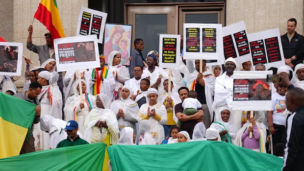 Winnipeggers rally to denounce killings of civilians, including Orthodox Christians, in Ethiopia conflict