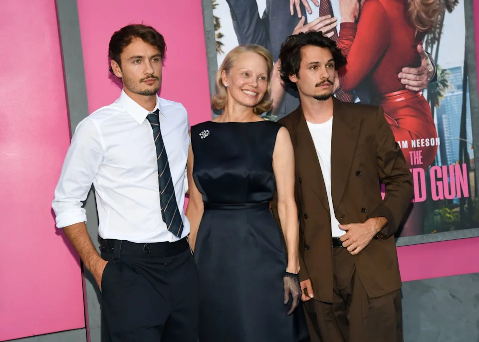 Anderson with her sons in July 2025.Credit: Getty