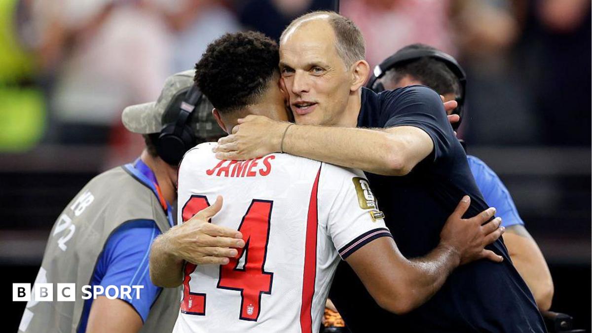 Thomas Tuchel and Reece James after England game.