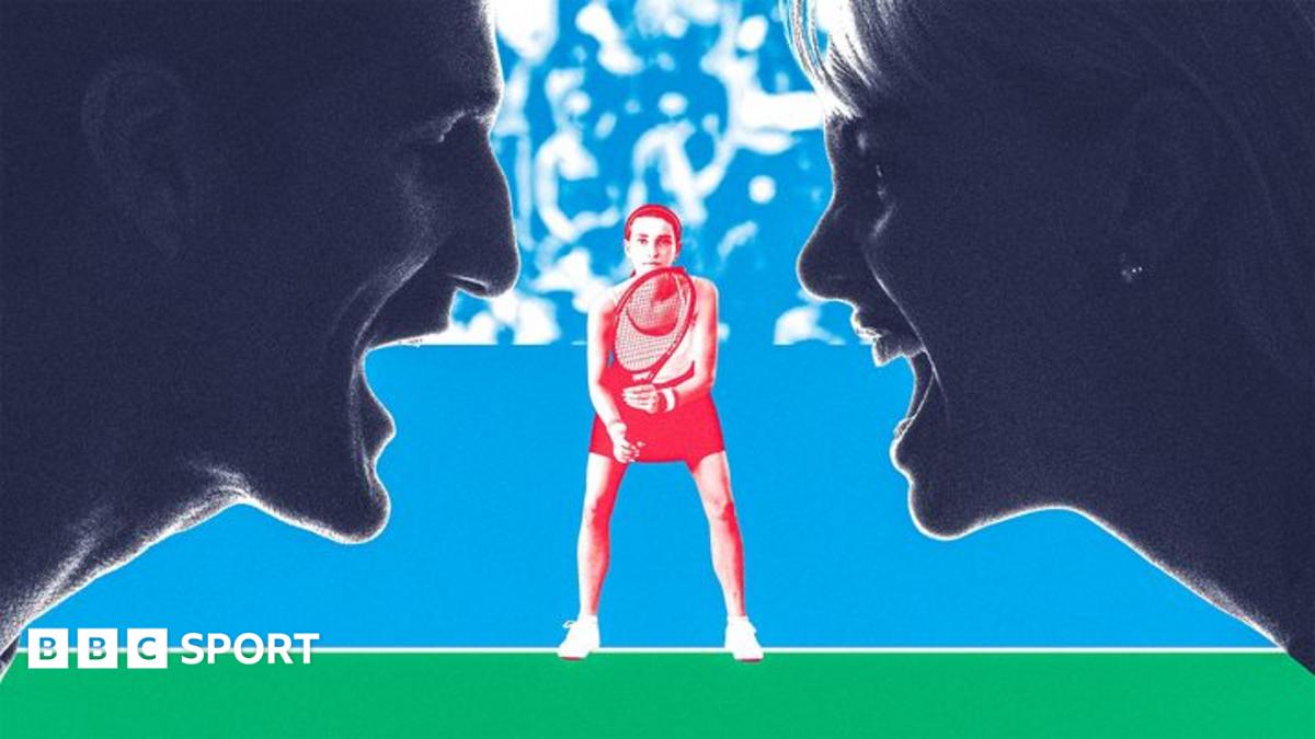Graphic showing adults shouting at a young tennis player