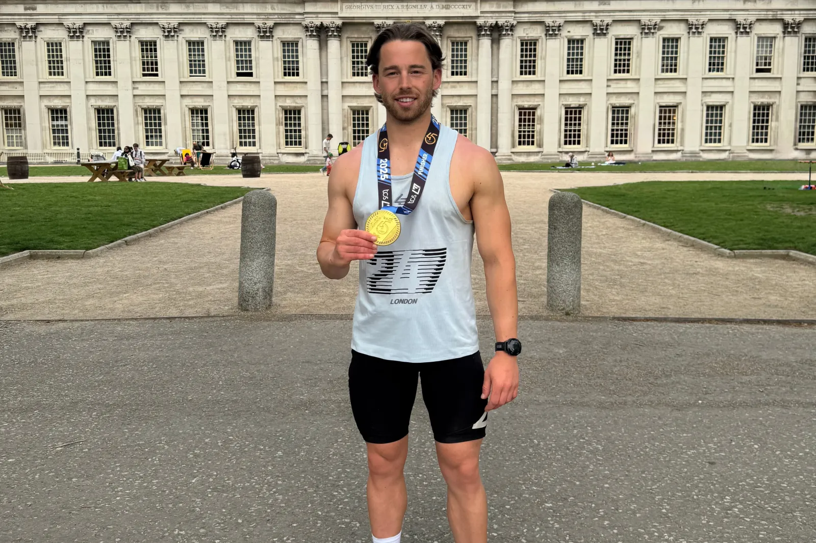 Hopkins completed the London Marathon 2026 in 3:42, raising funds for kidney disease.