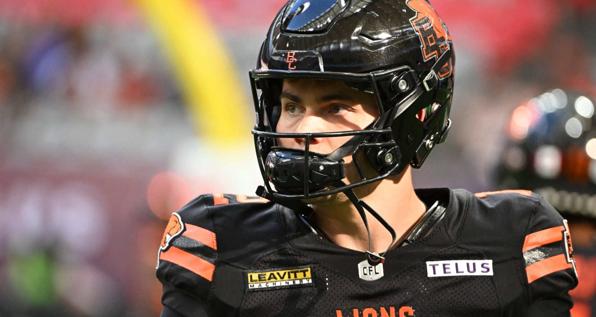 Jun 7, 2025; Vancouver, British Columbia, Canada; BC Lions quarterback Nathan Rourke (12) warms up prior to the first half against the Edmonton Elks at BC Place Stadium.