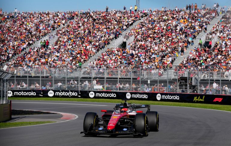 Ferrari's Charles Leclerc in action during sprint qualifying for the Canadian GP
