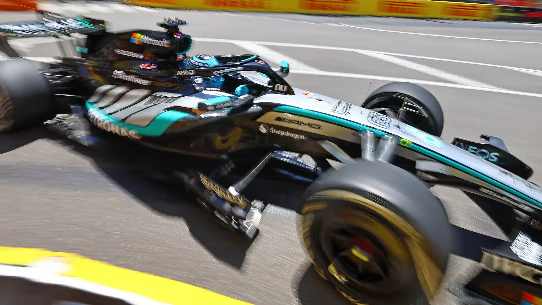 George Russell (Mercedes) during practice for the 2026 Monaco Grand Prix