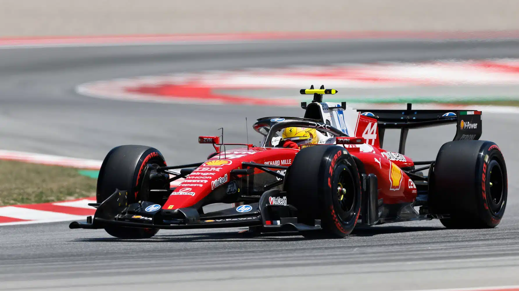 Lewis Hamilton (Ferrari) during practice for the 2026 Catalunya Grand Prix