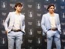 Carson Carels (left) and Chase Reid attend the NHL Draft Top Prospects Media Availability at T-Mobile Arena on June 9, 2026 in Las Vegas, Nevada.