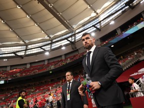 Mathew Ryan #1 of Australia arrives at the stadium before the FIFA World Cup 2026 Group D match between Australia and Türkiye at BC Place Vancouver on Saturday.