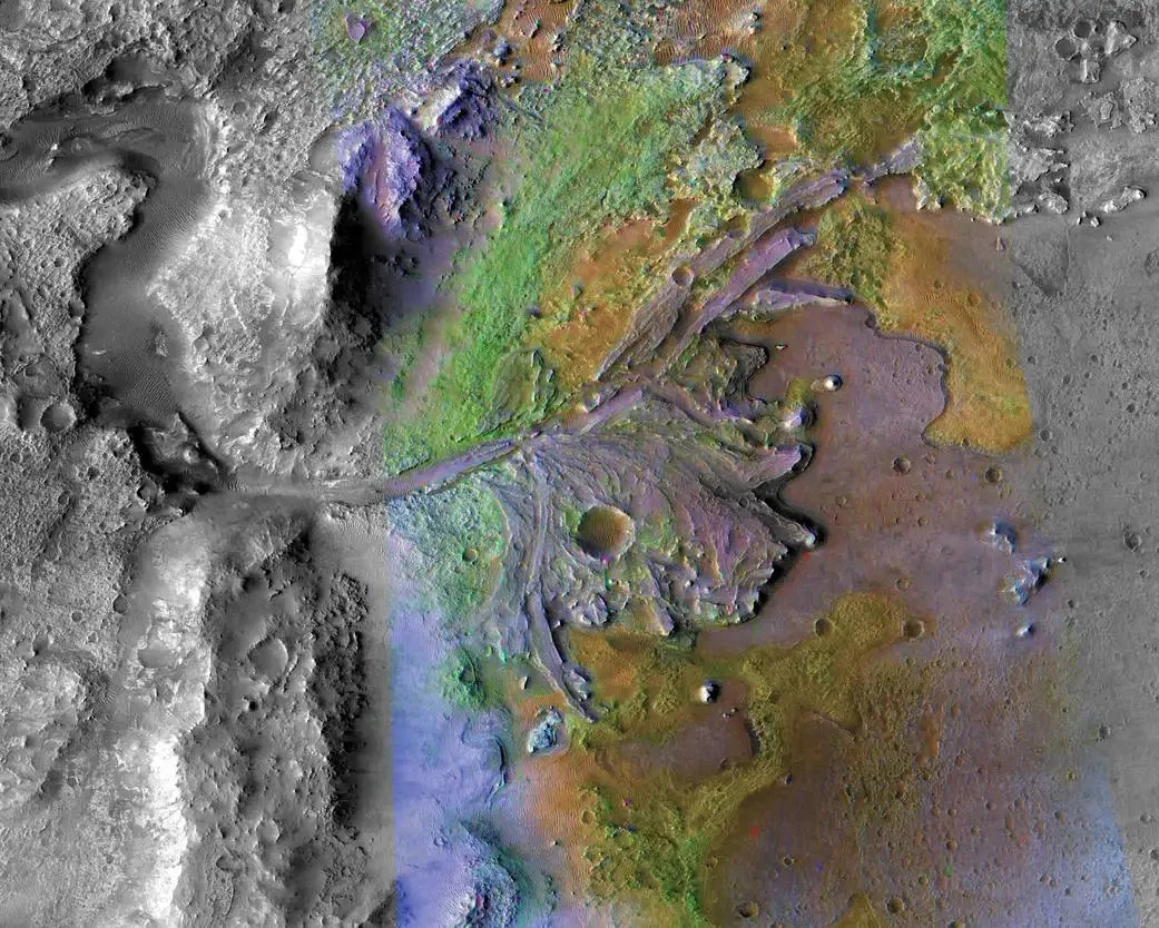 The remains of a river delta in Jezero Crater, where the Perseverance rover is currently exploring. Credit: NASA/JPL-Caltech/MSSS/JHU-APL