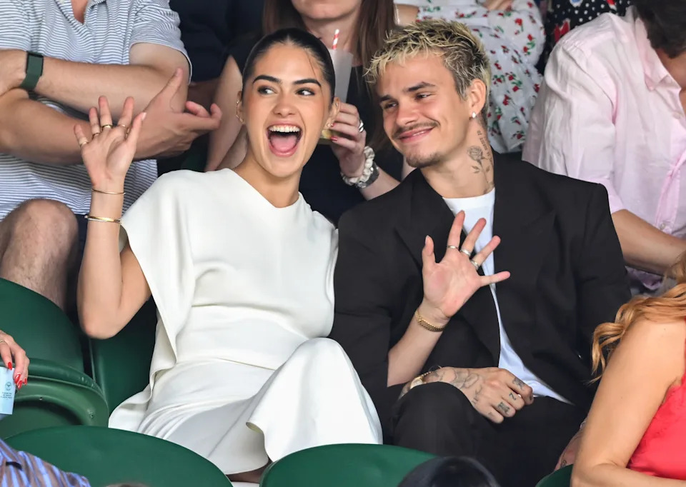 Kim Turnball and Romeo Beckham attend day one of the 2026 Wimbledon Tennis Championships at the All England Lawn Tennis and Croquet Club on June 29, 2026 in London, England. (Photo by Karwai Tang/WireImage)