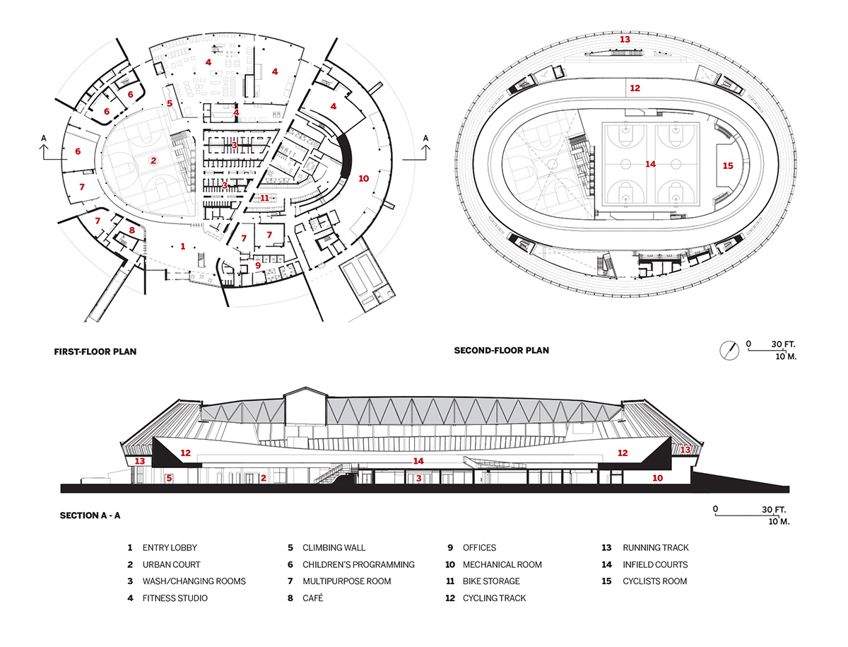 Coronation Park Sports and Recreation Centre Plans and section drawings for Coronation Park Sports and Recreation Centre