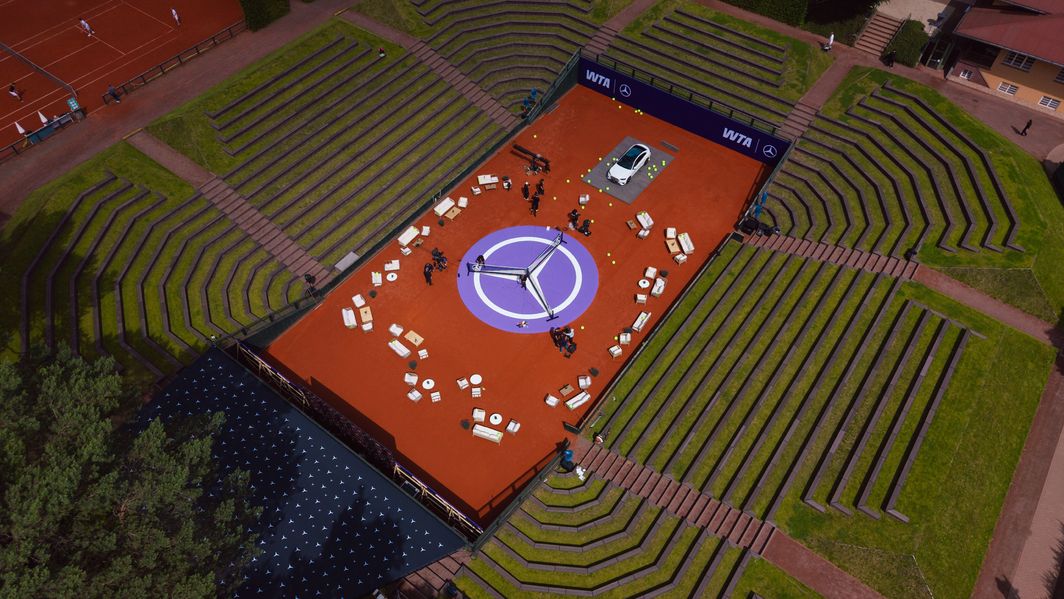 An aerial view of the Mercedes-Benz Signature Court