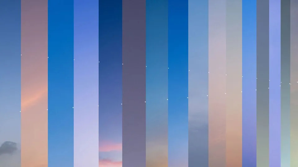 A series of vertical panels show Jupiter and Venus moving closer in the night sky from left to right, before converging in the far right panel.