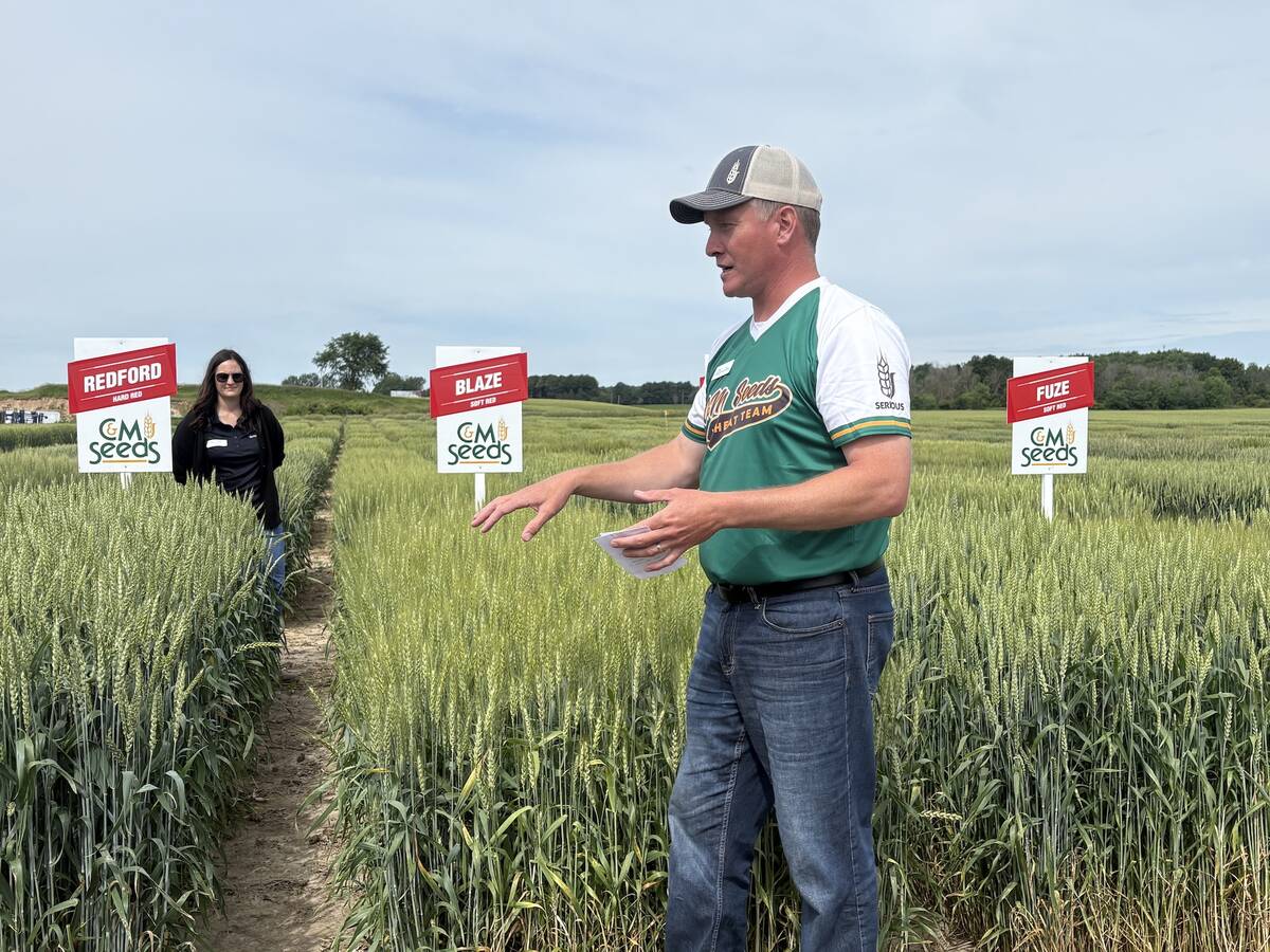 C&M agronomist Tim Mullensteen shares information about the latest innovations in wheat seed development. Photo: Sarah McGoldrick