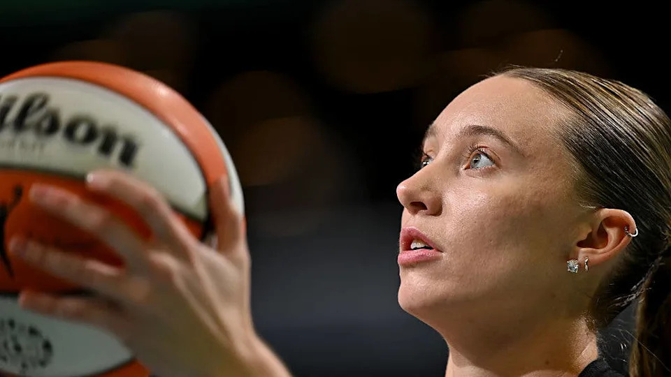 Dallas Wings star Paige Bueckers warms up before the game against the <a class="link " href="https://sports.yahoo.com/wnba/teams/new-york/" data-i13n="sec:content-canvas;subsec:anchor_text;elm:context_link" data-ylk="slk:New York Liberty;sec:content-canvas;subsec:anchor_text;elm:context_link;itc:0" data-yga="{"yLinkElement":"context_link","yModuleName":"content-canvas","yLinkText":"New York Liberty","ySubModuleName":"anchor_text","yHasCommerce":false}">New York Liberty</a> on May 24, 2026Photo by Catalina Fragoso&sol;NBAE via Getty Images