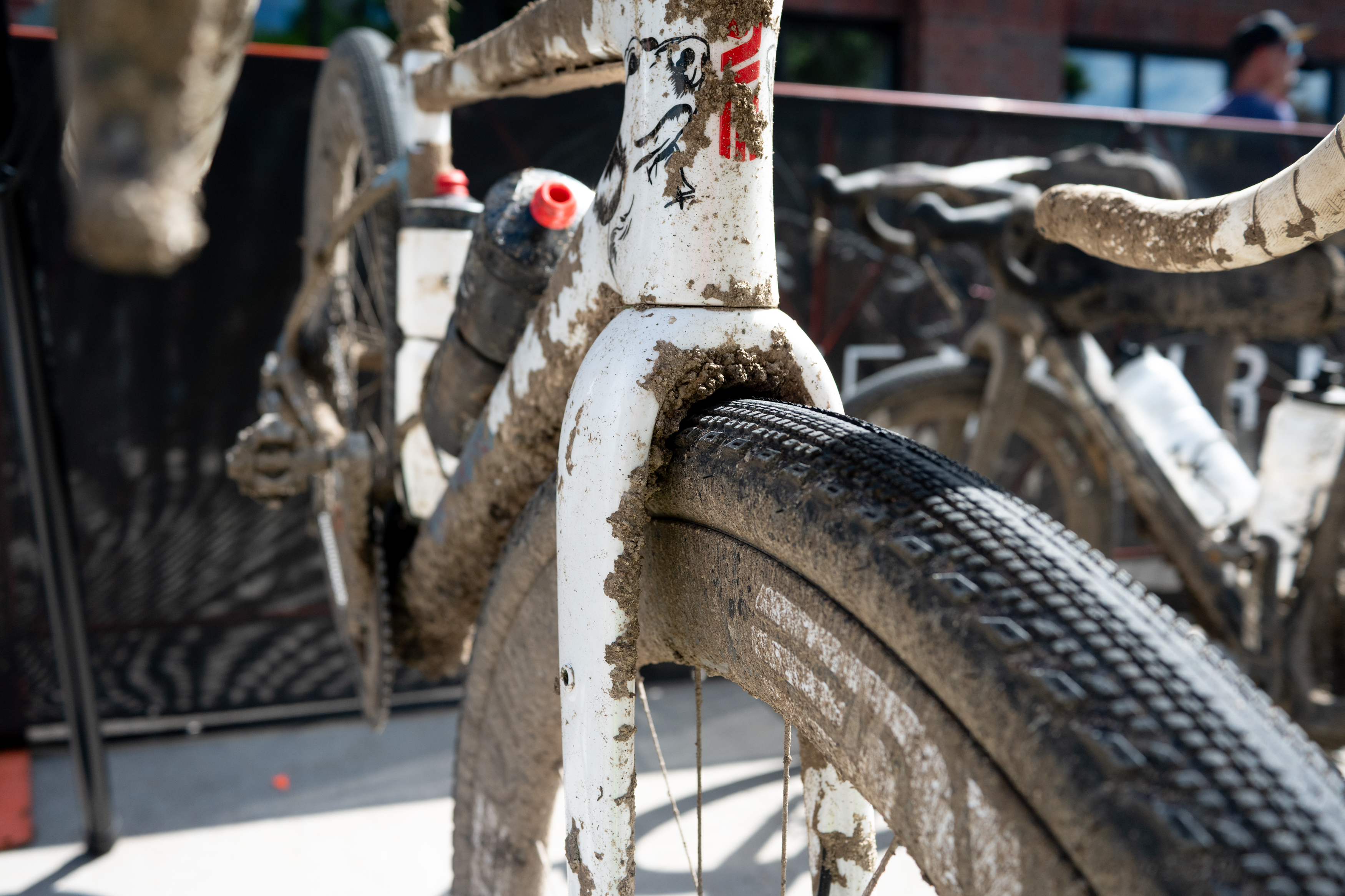Photos of the bikes from the finish line of Unbound Gravel 2026