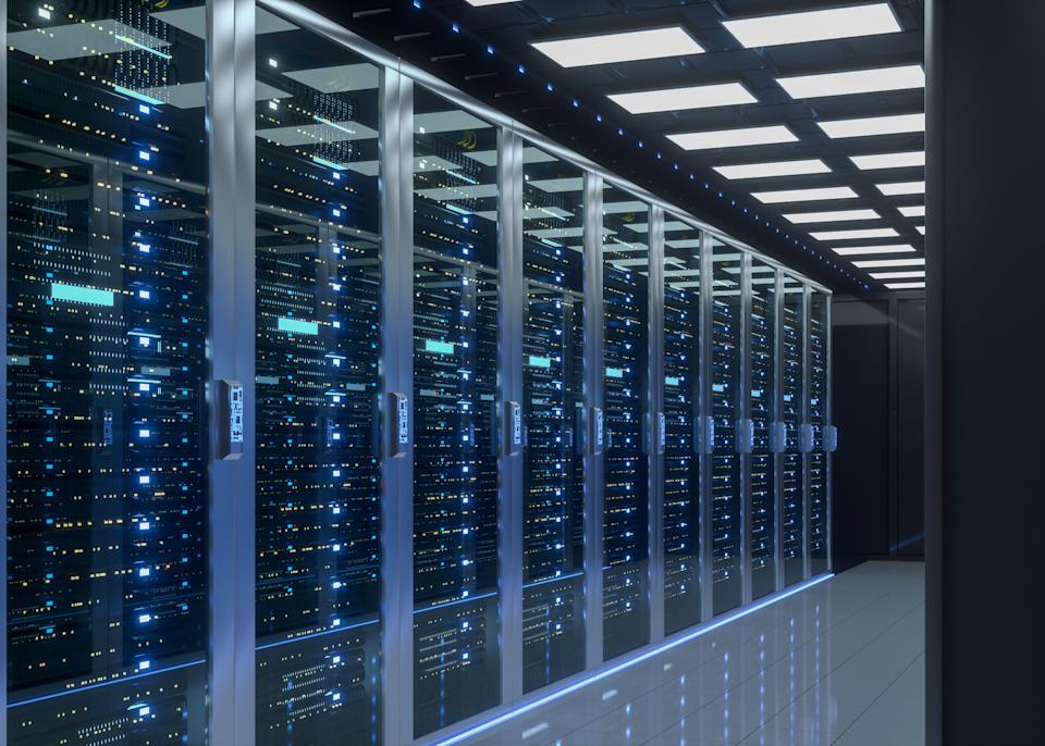 Futuristic-looking data center.
