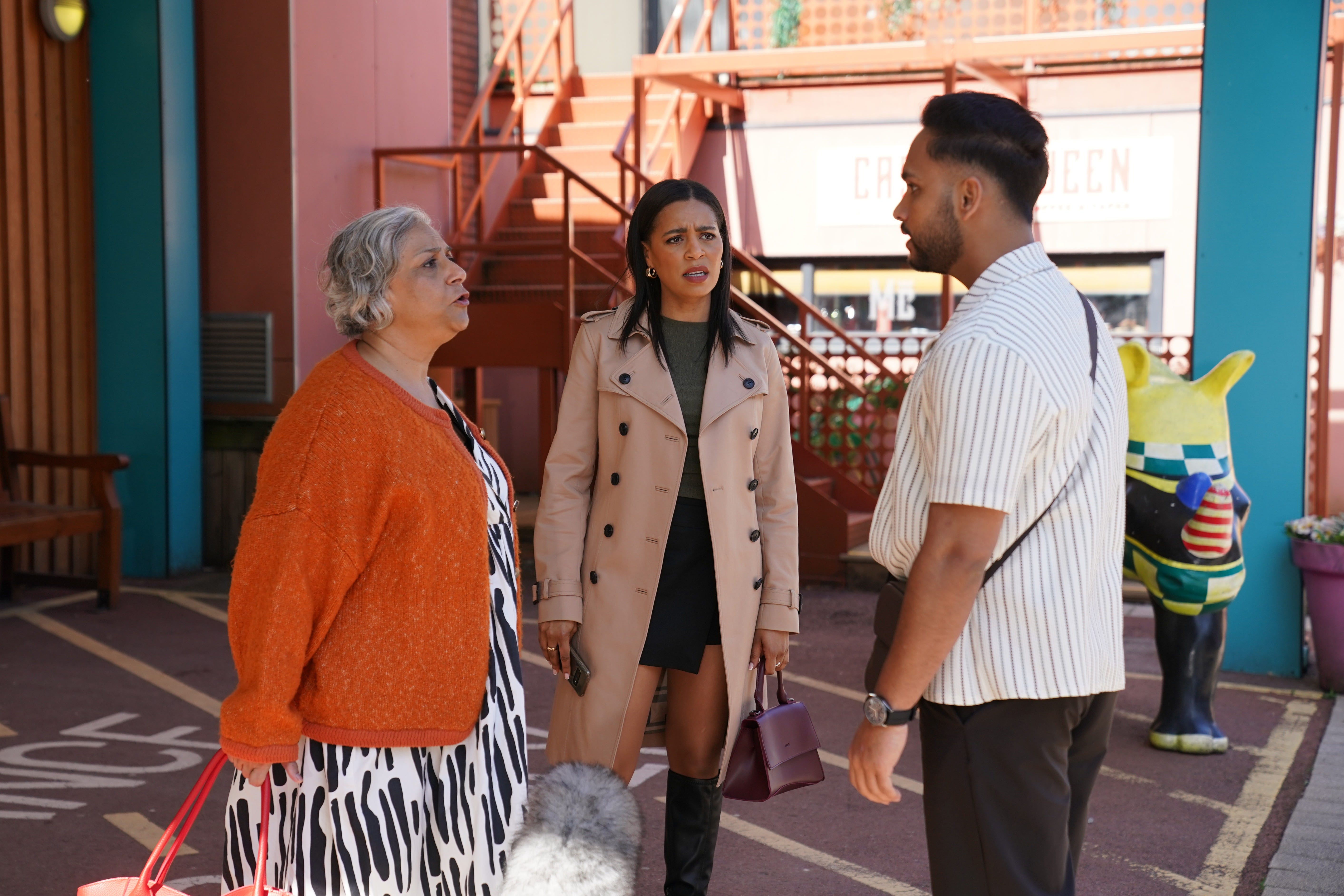 misbah maalik, gemma johnson and imran maalik in hollyoaks