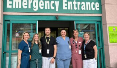 Cariboo Memorial Hospital (CMH) Emergency Department staff have been honoured with the Clinical Impact Award from the Nurses and Nurse Practitioners of BC recently for demonstrating exceptional skill, compassion and leadership in delivering care in Williams Lake. Some of the many members of the CMH ED team include Sheena Brink, Kyla Knoll, Mayson Cappan, Mercedes Sigworth, Crystal Bremner and CMH director, Kelly Dillon. (Interior Health photo)