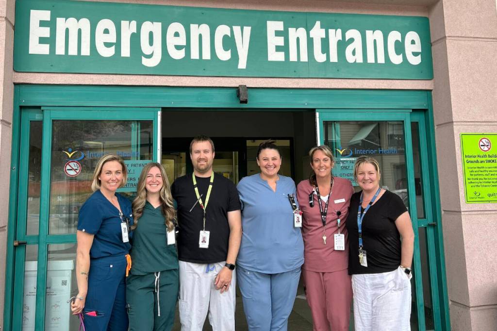 Cariboo Memorial Hospital (CMH) Emergency Department staff have been honoured with the Clinical Impact Award from the Nurses and Nurse Practitioners of BC recently for demonstrating exceptional skill, compassion and leadership in delivering care in Williams Lake. Some of the many members of the CMH ED team include Sheena Brink, Kyla Knoll, Mayson Cappan, Mercedes Sigworth, Crystal Bremner and CMH director, Kelly Dillon. (Interior Health photo)