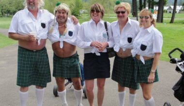 Contenders for the best-dressed golf team pose for a photo during the Jim and Dorothy Maclean Memorial Golf Tournament, which takes place next week. (Sasquatch Inn)
