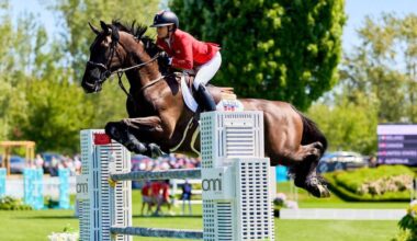 Langley’s own Tiffany Foster on Battlecry was the lead-off rider for the Canadian team during the CSIO4* Nations Cup at Thunderbird Show Park. (Rob Wilton/RJMediaCanada)