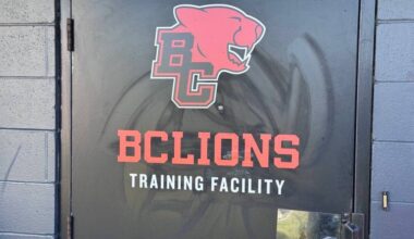 Door to the renovated BC Lions training facility in Surrey on Tuesday, June 2, 2026. (Tom Zillich/Surrey Now-Leader)