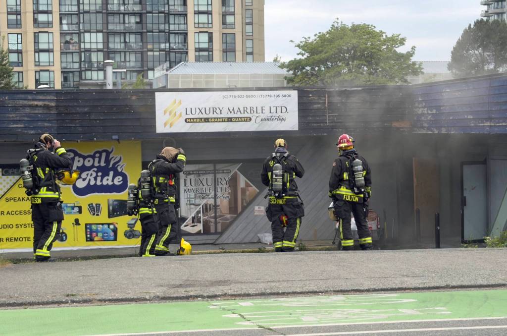 Surrey Fire Service crews made quick work of a strip mall fire Wednesday afternoon (June 3) in Whalley. (1st Due Media photo)