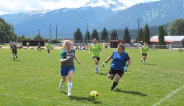 Footballers play at Revelstoke&rsquo;s Big Bear Classic soccer tournament in Centennial Park pre-COVID-19 pandemic, a decades-running tradition that ended around 2019. (Alex Cooper/Revelstoke Review)