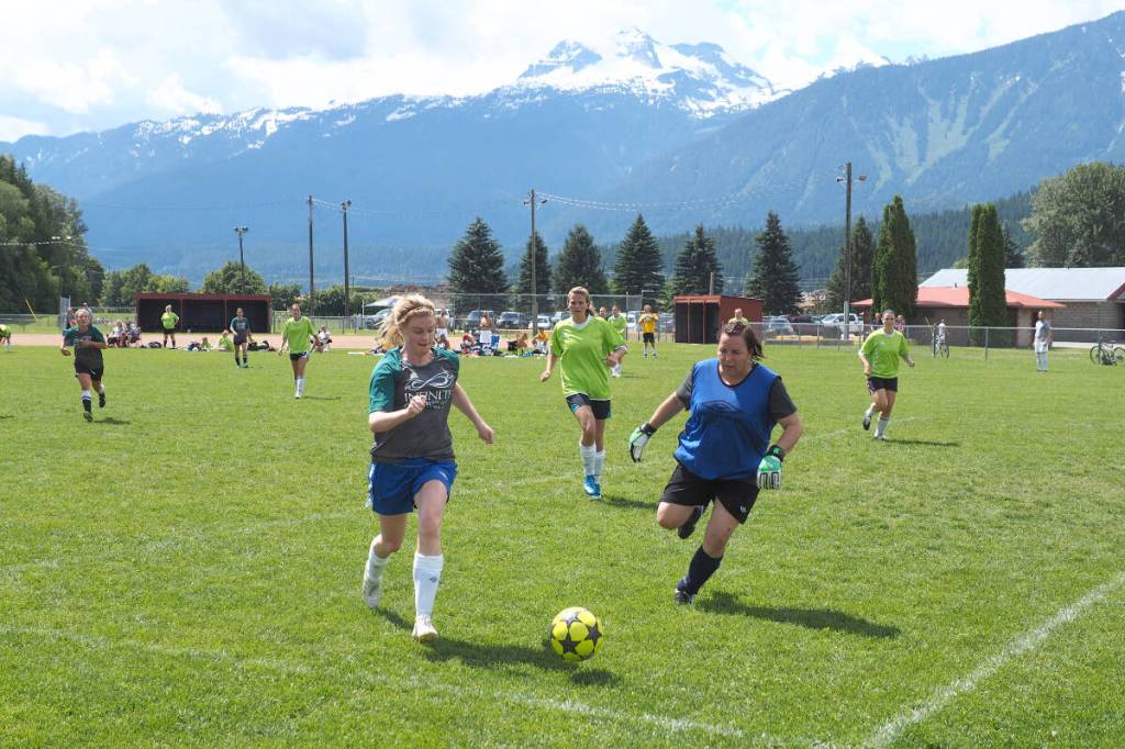 Footballers play at Revelstoke&rsquo;s Big Bear Classic soccer tournament in Centennial Park pre-COVID-19 pandemic, a decades-running tradition that ended around 2019. (Alex Cooper/Revelstoke Review)